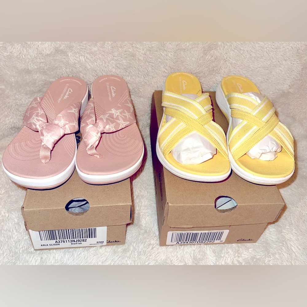 **Special limited price drop** New 2 pairs of Clarks Sandals. Size 7.